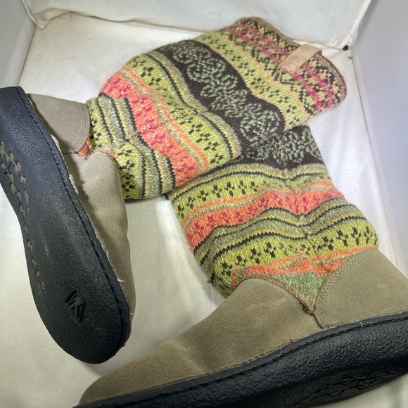 PreOwned Keen Auburn Flur Sock Tall Multicolor Knit Boots Women’s 7.5 - Picture 1 of 6